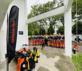 Completato con successo la formazione della tecnologia di salvataggio della corda 2024 realizzata dai vigili del fuoco di Yancheng, in collaborazione con le aziende Anlei e il centro tecnologico verticale del battitore